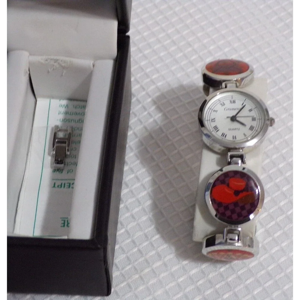 Gramercy Silver Stone Bracelet Women's Wrist Watch w/Adjustable Band Orig Box